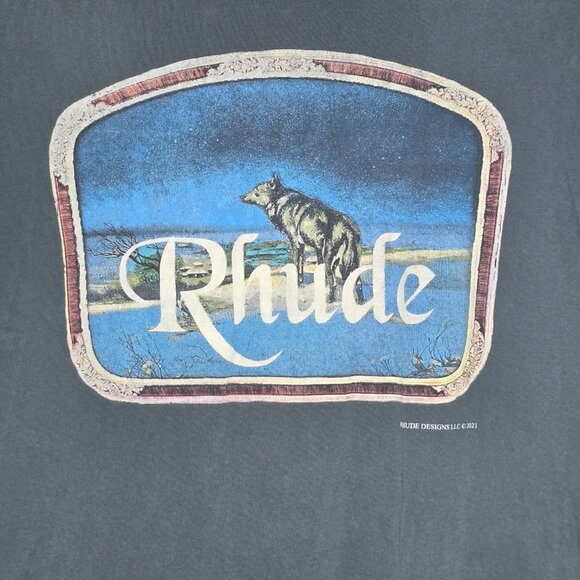 Rhude Lone Wolf Tee Shirt Regular Fit Crewneck Graphic Mens Size Small - Picture 2 of 5